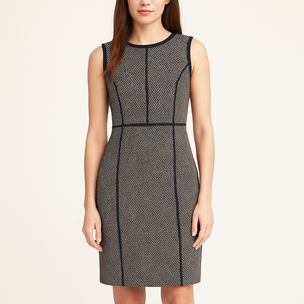 Lafayette 148 Boucle Weave Sheath Sleeveless Dress